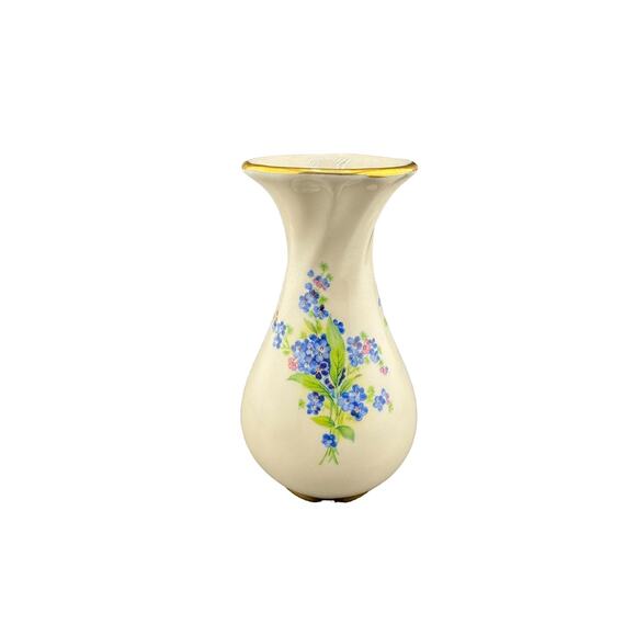 Vintage Blue Floral Holley Ross Fine China Bud Vase Accented w/22K Gold - Picture 2 of 4